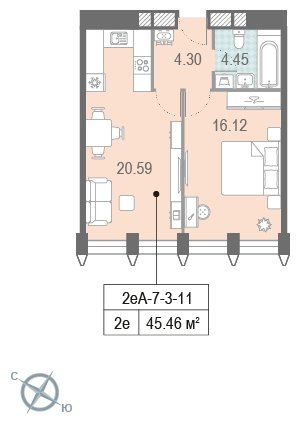 1-комнатная квартира 2 м2, 2 этаж, сдача 4 квартал 2023 г., ЖК ЗИЛАРТ, корпус 14 - объявление 1691765 - фото №1