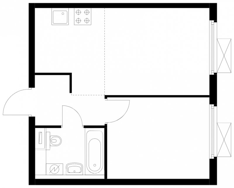 2-комнатная квартира (евро) с полной отделкой, 36.3 м2, 10 этаж, сдача 4 квартал 2024 г., ЖК Бунинские луга, корпус 3.4.1 - объявление 1772304 - фото №1