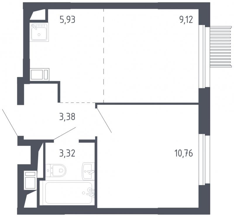 2-комнатная квартира с полной отделкой, 32.51 м2, 15 этаж, сдача 3 квартал 2023 г., ЖК Мытищи Парк, корпус 2 - объявление 1677073 - фото №1