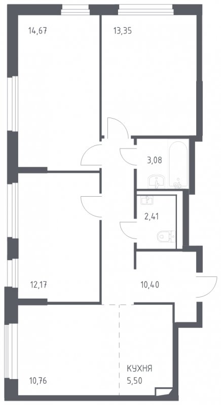 4-комнатная квартира с полной отделкой, 72.34 м2, 2 этаж, сдача 4 квартал 2023 г., ЖК Остафьево, корпус 11.2 - объявление 1744496 - фото №1