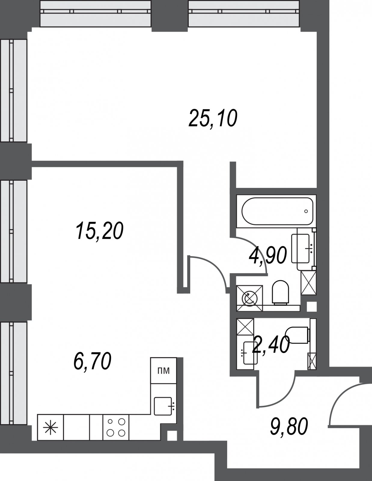 2-комнатная квартира без отделки, 64 м2, 13 этаж, дом сдан, ЖК AFI Park Воронцовский, корпус 5 - объявление 2347012 - фото №1