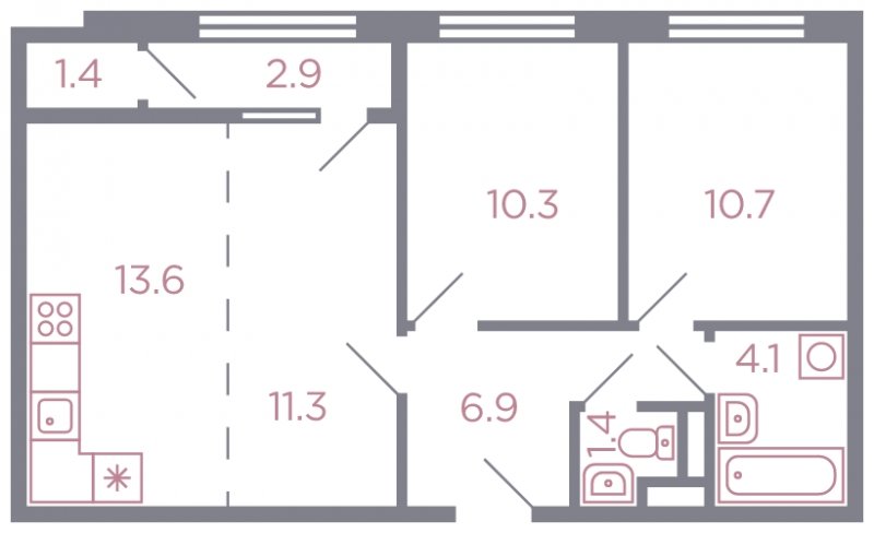 3-комнатная квартира без отделки, 60 м2, 12 этаж, дом сдан, ЖК Миниполис Серебрица, корпус 1 - объявление 1806996 - фото №1