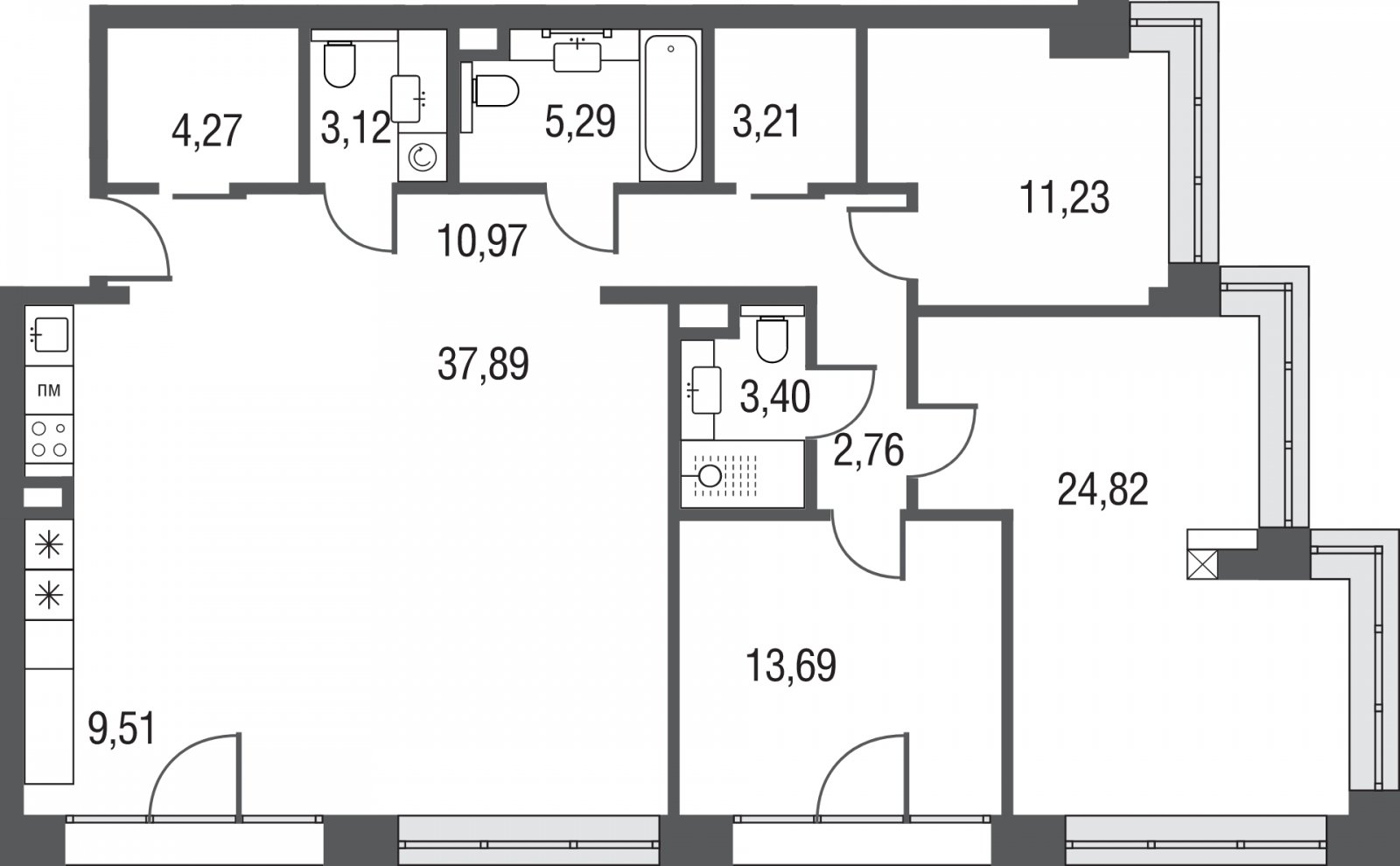 4-комнатная квартира без отделки, 130.16 м2, 20 этаж, сдача 3 квартал 2023 г., ЖК AFI Park Воронцовский, корпус 4 - объявление 2007736 - фото №1