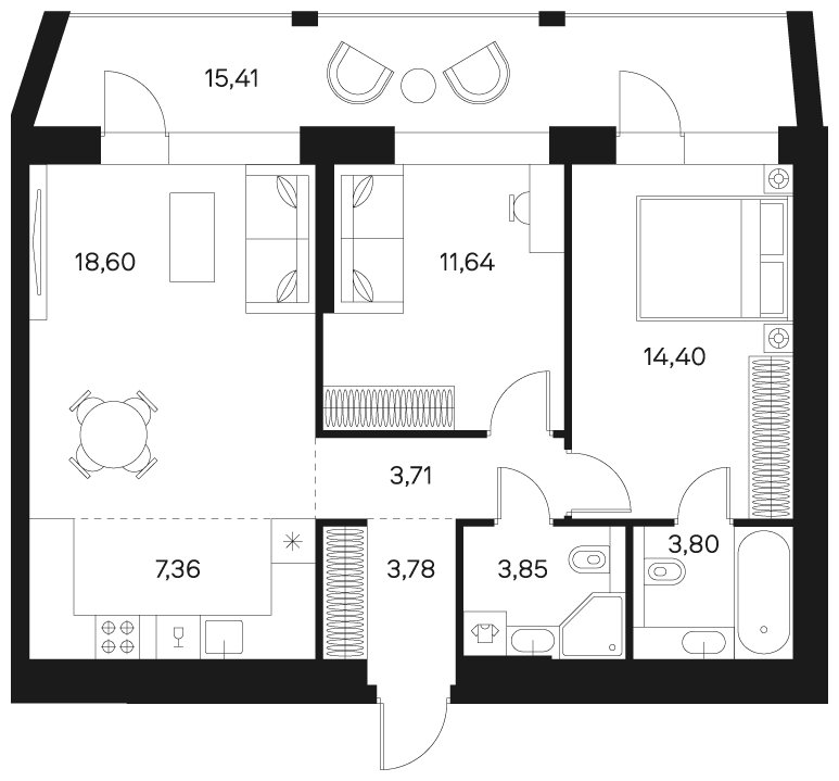 3-комнатная квартира без отделки, 74.85 м2, 3 этаж, сдача 4 квартал 2024 г., ЖК FØRST, корпус 2 - объявление 1942916 - фото №1