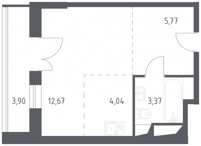 1-комнатные апартаменты с полной отделкой, 29.75 м2, 16 этаж, сдача 3 квартал 2024 г., ЖК Квартал Спутник, корпус 17 - объявление 1804941 - фото №1
