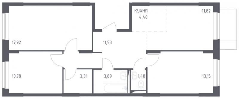 4-комнатная квартира с полной отделкой, 78.28 м2, 11 этаж, сдача 2 квартал 2024 г., ЖК Остафьево, корпус 12.1 - объявление 1964483 - фото №1