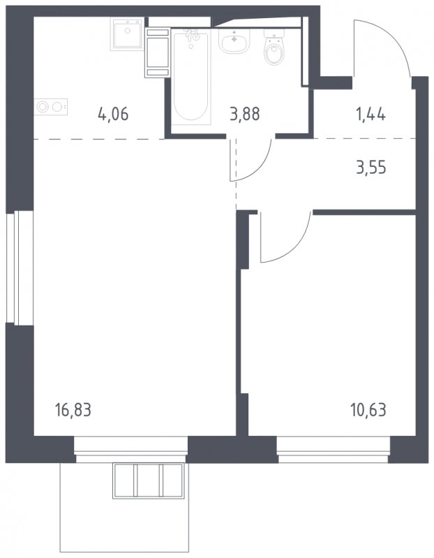 2-комнатная квартира (евро) с полной отделкой, 40.39 м2, 8 этаж, сдача 1 квартал 2025 г., ЖК Алхимово, корпус 11 - объявление 1906327 - фото №1
