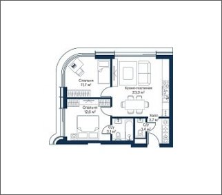 2-комнатная квартира с частичной отделкой, 55.8 м2, 32 этаж, дом сдан, ЖК City Bay, корпус Atlantic Ocean 2 - объявление 1932987 - фото №1