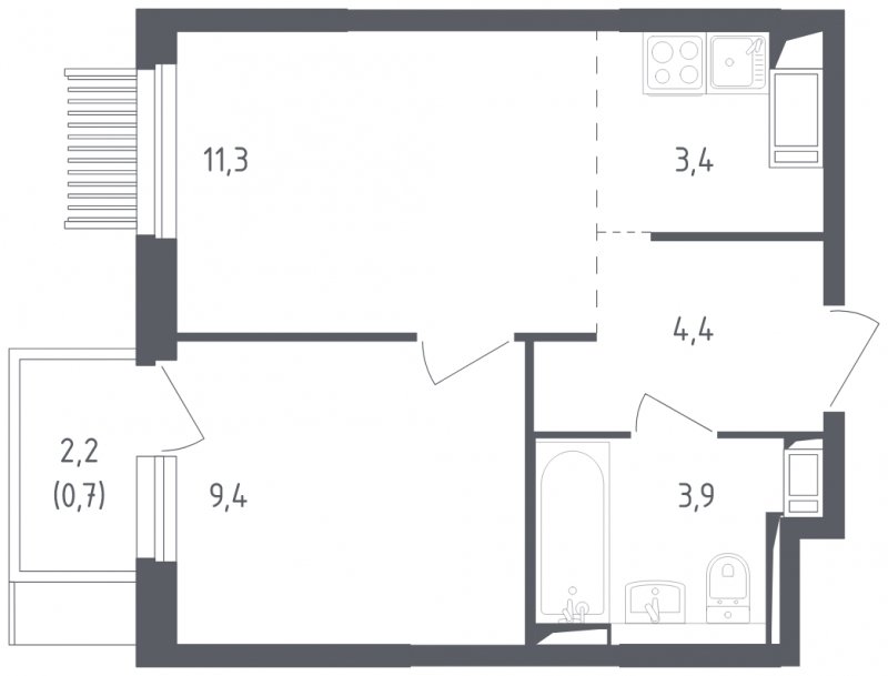 2-комнатная квартира с полной отделкой, 33.1 м2, 16 этаж, сдача 2 квартал 2025 г., ЖК Мытищи Парк, корпус 4 - объявление 1848226 - фото №1