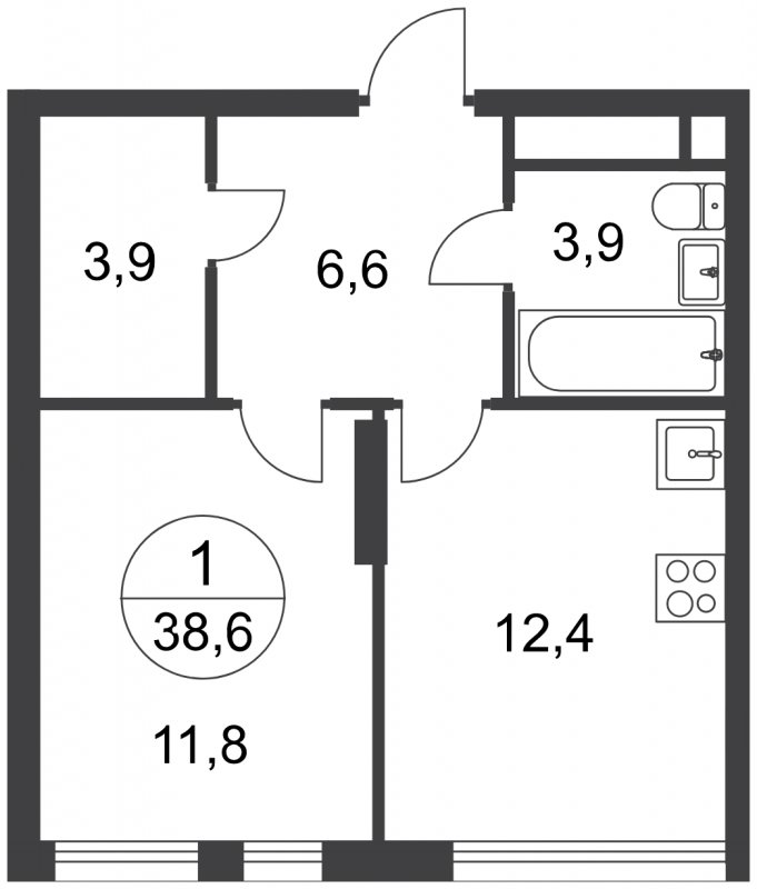 1-комнатная квартира с полной отделкой, 38.6 м2, 8 этаж, сдача 3 квартал 2025 г., ЖК город-парк Переделкино Ближнее, корпус 17-3 - объявление 1822348 - фото №1
