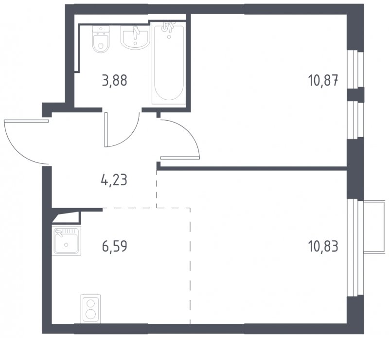 2-комнатная квартира (евро) с полной отделкой, 36.4 м2, 14 этаж, сдача 4 квартал 2024 г., ЖК Остафьево, корпус 16 - объявление 1848718 - фото №1