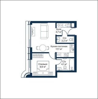 1-комнатная квартира с частичной отделкой, 37.6 м2, 51 этаж, сдача 4 квартал 2023 г., ЖК City Bay, корпус Atlantic Ocean 1 - объявление 1934685 - фото №1