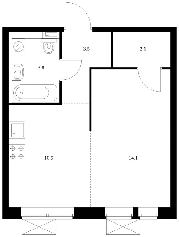 1-комнатная квартира с полной отделкой, 34.5 м2, 17 этаж, сдача 4 квартал 2023 г., ЖК Новохохловская 15, корпус 3 - объявление 1558710 - фото №1
