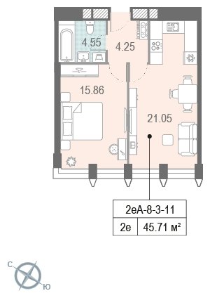 1-комнатная квартира 2 м2, 3 этаж, дом сдан, ЖК ЗИЛАРТ, корпус ZILART TOWER - объявление 1691776 - фото №1