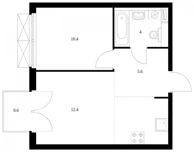 2-комнатная квартира с полной отделкой, 38.5 м2, 9 этаж, сдача 3 квартал 2023 г., ЖК Западный порт, корпус 2.2.2 - объявление 1656123 - фото №1