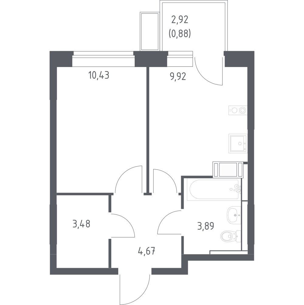 1-комнатная квартира с полной отделкой, 33.27 м2, 6 этаж, сдача 1 квартал 2025 г., ЖК Алхимово, корпус 15 - объявление 2139003 - фото №1