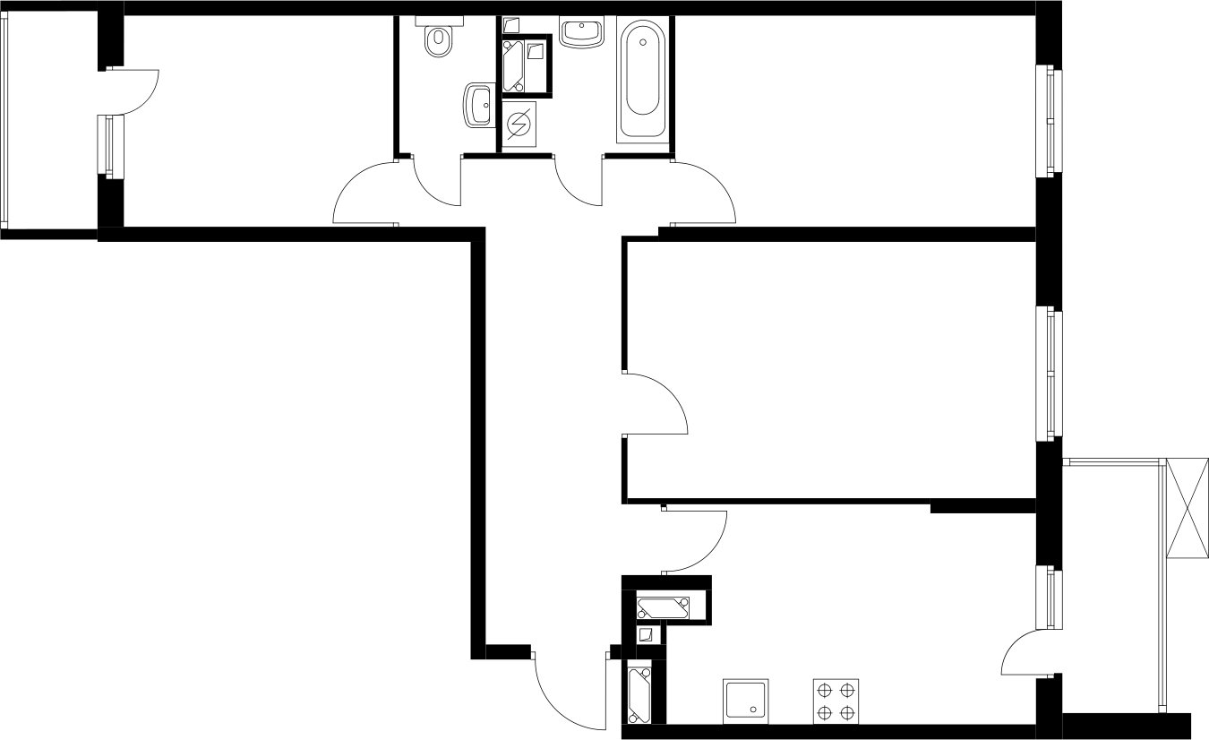 3-комнатная квартира без отделки, 78.9 м2, 15 этаж, дом сдан, ЖК Митинский лес, корпус 15 - объявление 2368073 - фото №1