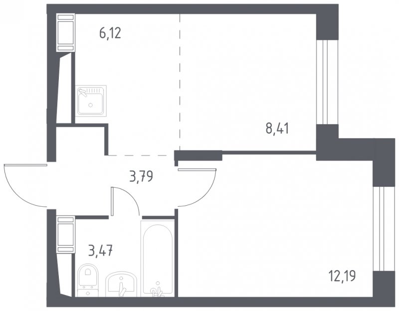 2-комнатная квартира с полной отделкой, 33.98 м2, 17 этаж, сдача 3 квартал 2023 г., ЖК Люберцы, корпус 66 - объявление 1650752 - фото №1