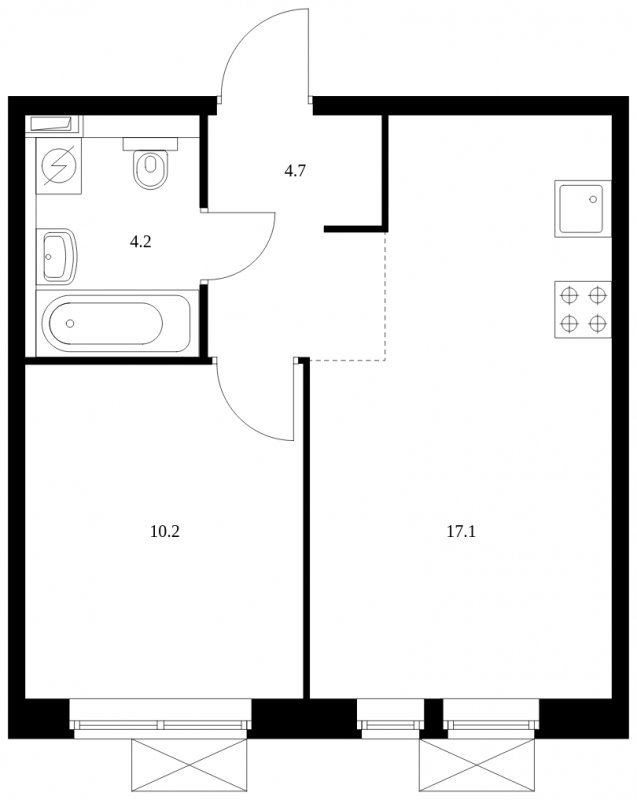 1-комнатная квартира с полной отделкой, 36.2 м2, 21 этаж, сдача 4 квартал 2022 г., ЖК Люберцы парк, корпус 8 - объявление 1688460 - фото №1