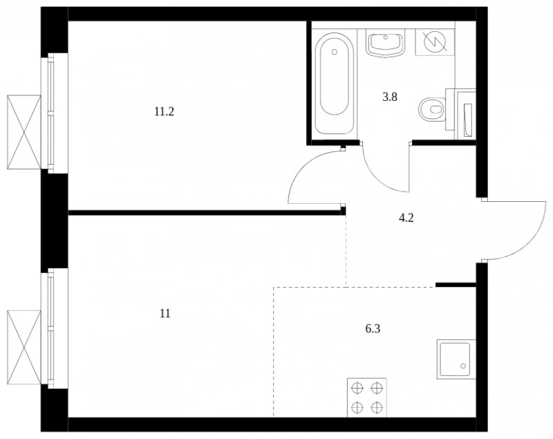 2-комнатная квартира с полной отделкой, 36.5 м2, 21 этаж, сдача 4 квартал 2023 г., ЖК Перовское 2, корпус 2.1 - объявление 1689448 - фото №1