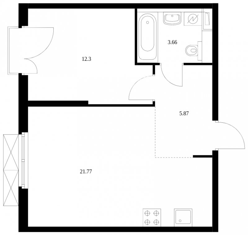 1-комнатная квартира с полной отделкой, 43.6 м2, 7 этаж, сдача 3 квартал 2023 г., ЖК Шереметьевский, корпус 8,9,10 - объявление 1946287 - фото №1