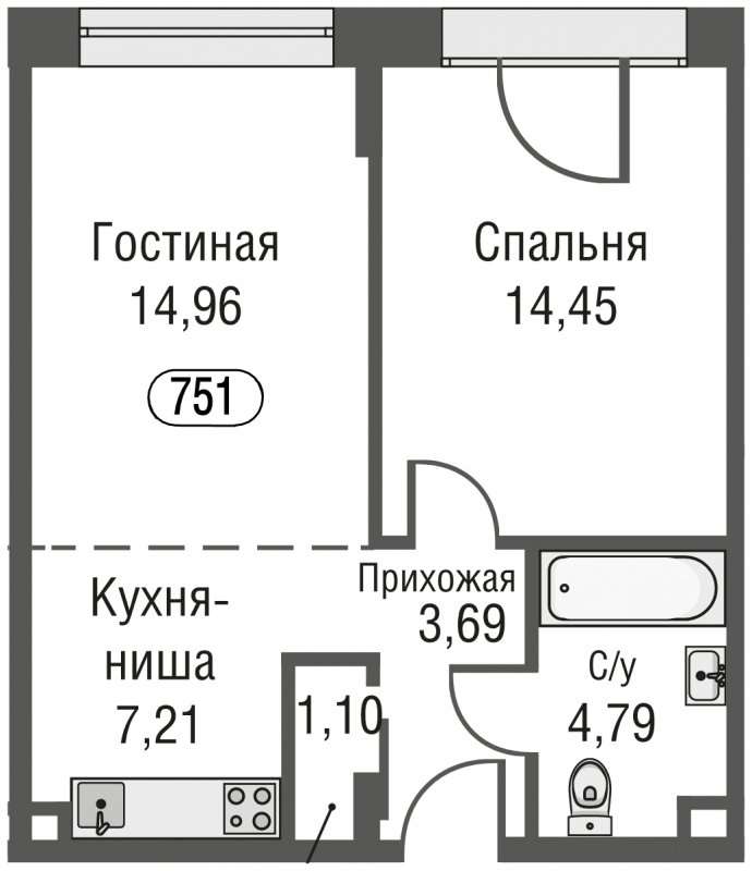 2-комнатная квартира (евро) с частичной отделкой, 46.2 м2, 13 этаж, сдача 3 квартал 2023 г., ЖК AFI Park Воронцовский, корпус 1 - объявление 1637195 - фото №1