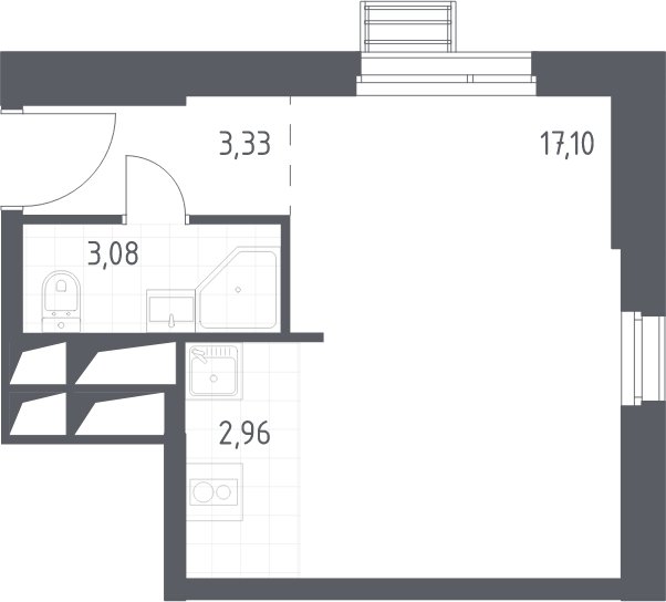 1-комнатная квартира с полной отделкой, 26.47 м2, 3 этаж, сдача 2 квартал 2023 г., ЖК Квартал Спутник, корпус 13 - объявление 2098093 - фото №1