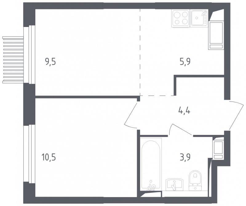 2-комнатная квартира с полной отделкой, 34.2 м2, 2 этаж, сдача 2 квартал 2025 г., ЖК Мытищи Парк, корпус 4 - объявление 1823506 - фото №1