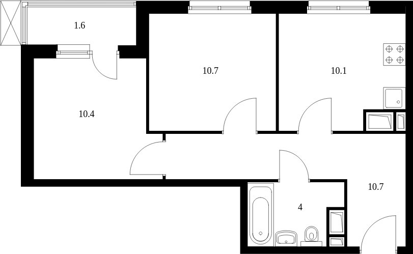 2-комнатная квартира без отделки, 47.3 м2, 5 этаж, дом сдан, ЖК Митинский лес, корпус 15.1 - объявление 1982938 - фото №1