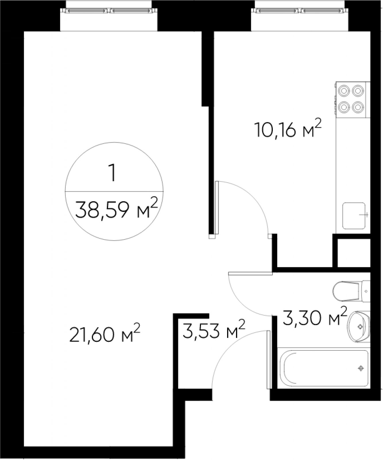 1-комнатная квартира с полной отделкой, 39.6 м2, 1 этаж, дом сдан, ЖК Новоград Павлино, корпус 13 - объявление 2012654 - фото №1
