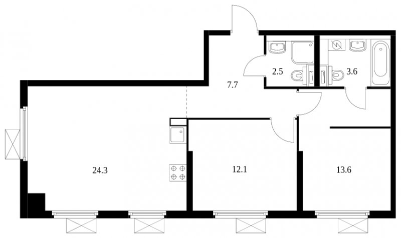 2-комнатная квартира с полной отделкой, 63.8 м2, 2 этаж, сдача 2 квартал 2024 г., ЖК Митинский лес, корпус 1.4 - объявление 1755014 - фото №1
