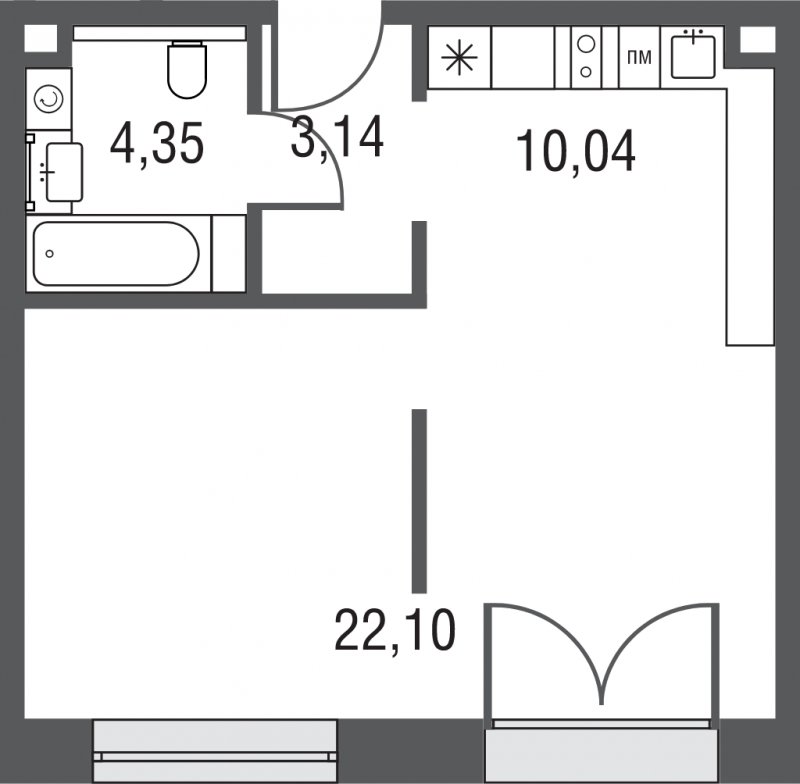 1-комнатная квартира без отделки, 39.28 м2, 10 этаж, сдача 3 квартал 2023 г., ЖК AFI Park Воронцовский, корпус 1 - объявление 1972989 - фото №1
