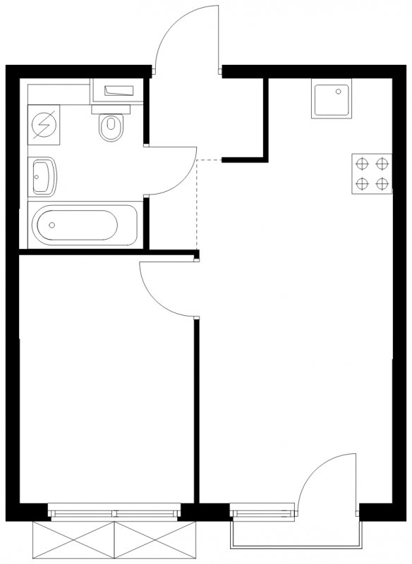 1-комнатная квартира с полной отделкой, 32.83 м2, 4 этаж, сдача 4 квартал 2024 г., ЖК Матвеевский Парк, корпус 1.3 - объявление 1836723 - фото №1