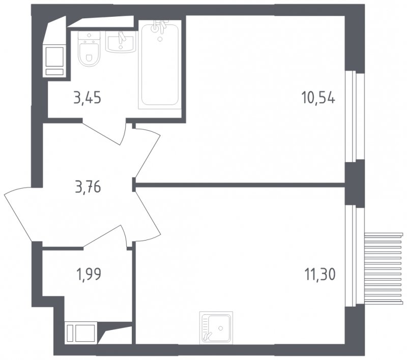 1-комнатная квартира с полной отделкой, 31.04 м2, 10 этаж, сдача 2 квартал 2023 г., ЖК Мытищи Парк, корпус 1 - объявление 1760635 - фото №1