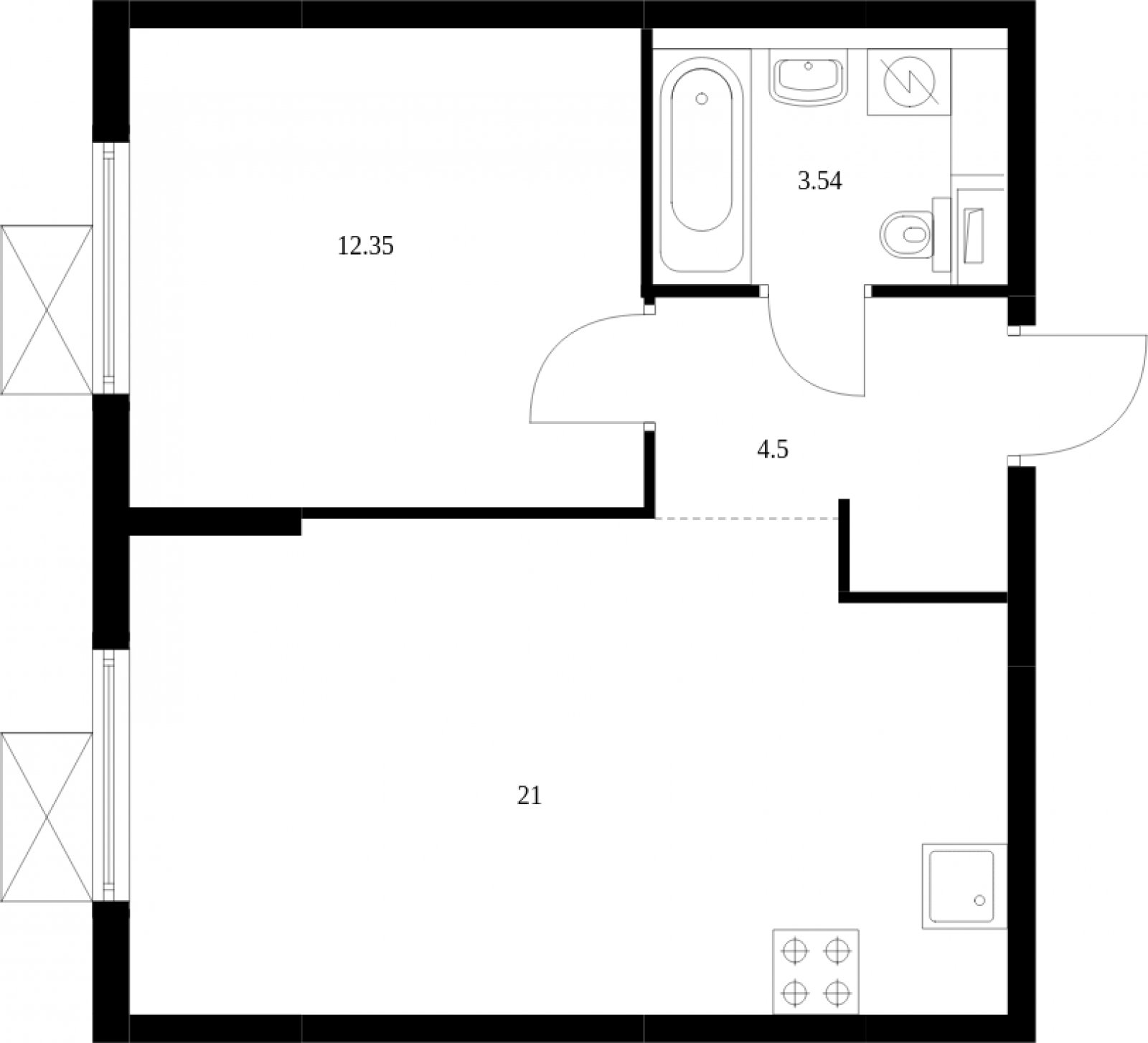 1-комнатная квартира с полной отделкой, 41.39 м2, 8 этаж, сдача 2 квартал 2025 г., ЖК Середневский лес, корпус 4.1 - объявление 2040108 - фото №1