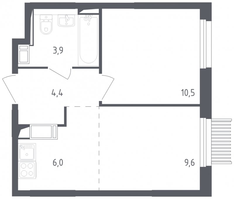 2-комнатная квартира с полной отделкой, 34.4 м2, 16 этаж, сдача 2 квартал 2025 г., ЖК Мытищи Парк, корпус 4 - объявление 1848423 - фото №1