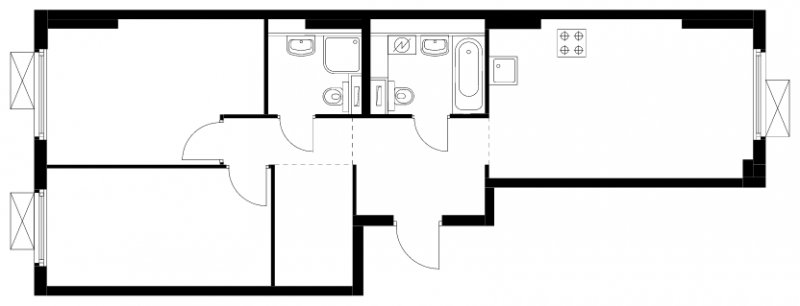 2-комнатная квартира с полной отделкой, 63.2 м2, 3 этаж, сдача 4 квартал 2024 г., ЖК Бунинские луга, корпус 3.4.1 - объявление 1791466 - фото №1