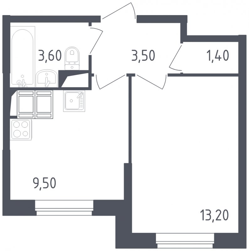 1-комнатная квартира с полной отделкой, 31.2 м2, 18 этаж, сдача 3 квартал 2023 г., ЖК Квартал Некрасовка, корпус 2 - объявление 1593835 - фото №1