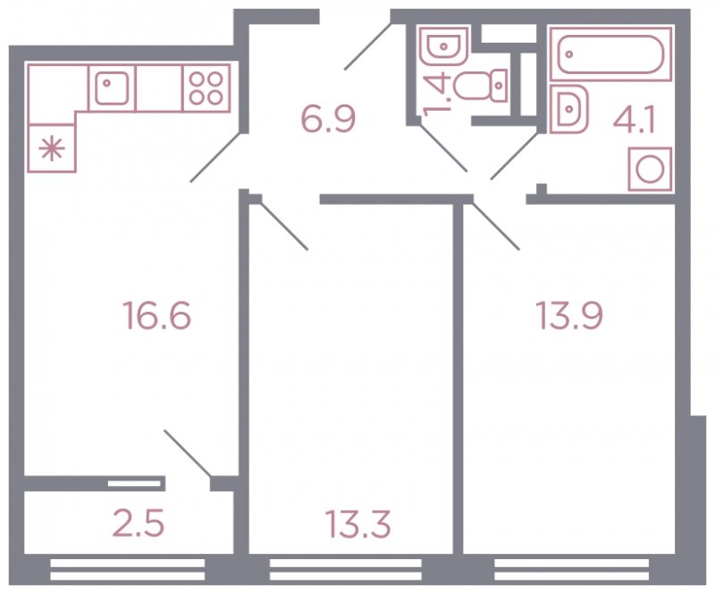 2-комнатная квартира без отделки, 57 м2, 11 этаж, дом сдан, ЖК Миниполис Серебрица, корпус 1 - объявление 1807005 - фото №1