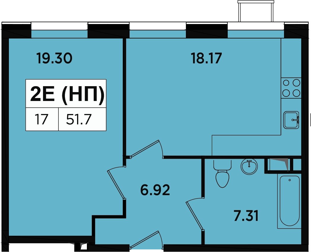 2-комнатные апартаменты без отделки, 49.2 м2, 2 этаж, дом сдан, ЖК Легендарный Квартал на Березовой  аллее, корпус 1 - объявление 2335686 - фото №1