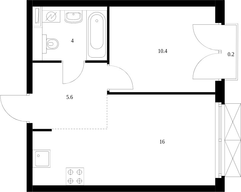 1-комнатная квартира с полной отделкой, 35.8 м2, 3 этаж, сдача 3 квартал 2023 г., ЖК Западный порт, корпус 2.2.2 - объявление 1980872 - фото №1