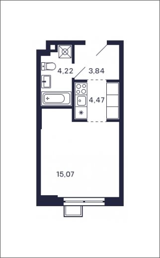 1-комнатная квартира 27.6 м2, 2 этаж, сдача 2 квартал 2025 г., ЖК Квартал Тетрис, корпус "Квартал Тетрис 2.1" - объявление 1757775 - фото №1