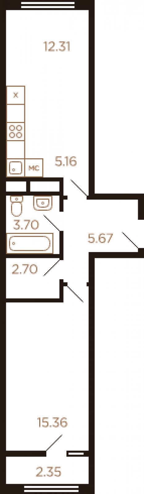 2-комнатная квартира с полной отделкой, 47 м2, 8 этаж, дом сдан, ЖК Миниполис Рафинад, корпус 6 - объявление 2033269 - фото №1