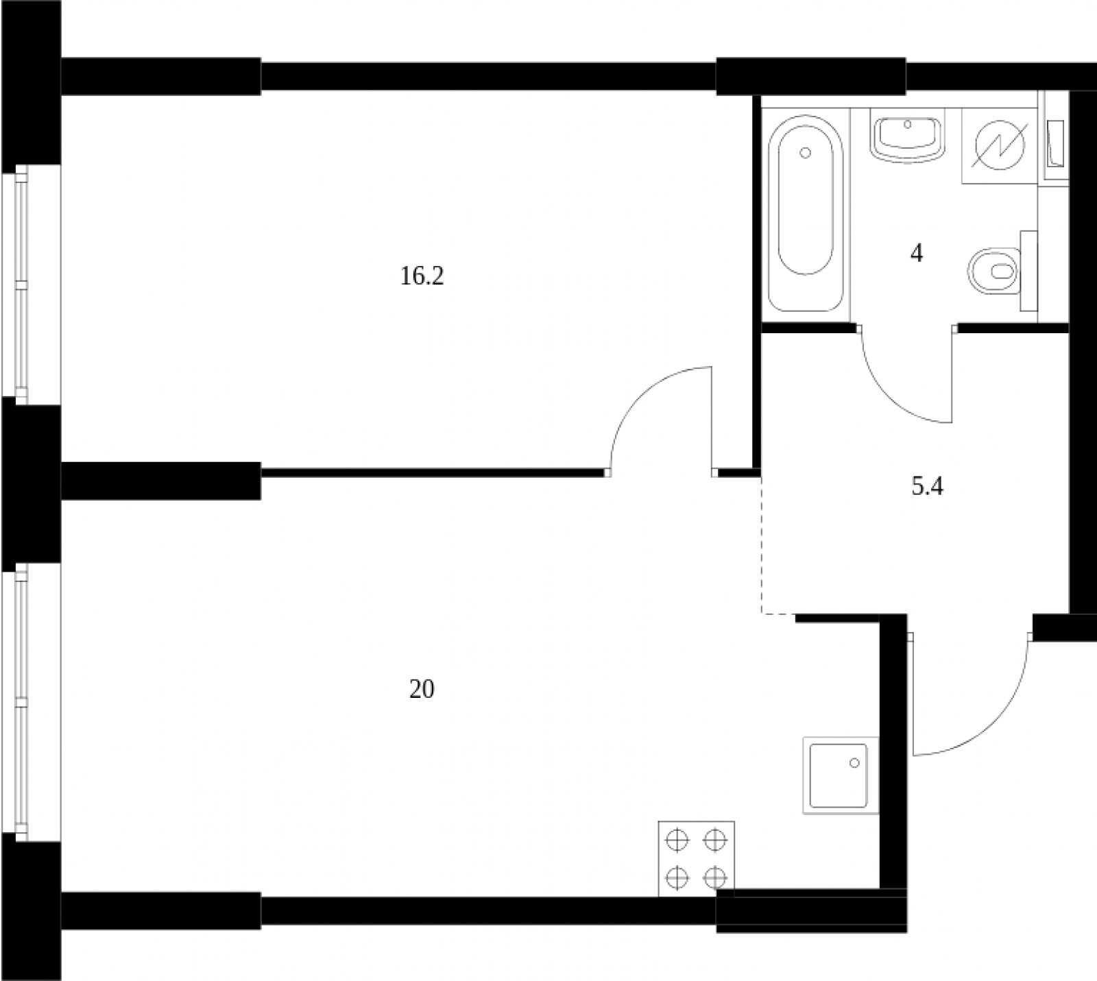 1-комнатные апартаменты с полной отделкой, 45.1 м2, 2 этаж, сдача 2 квартал 2023 г., ЖК Волоколамское 24, корпус 3 - объявление 2008396 - фото №1