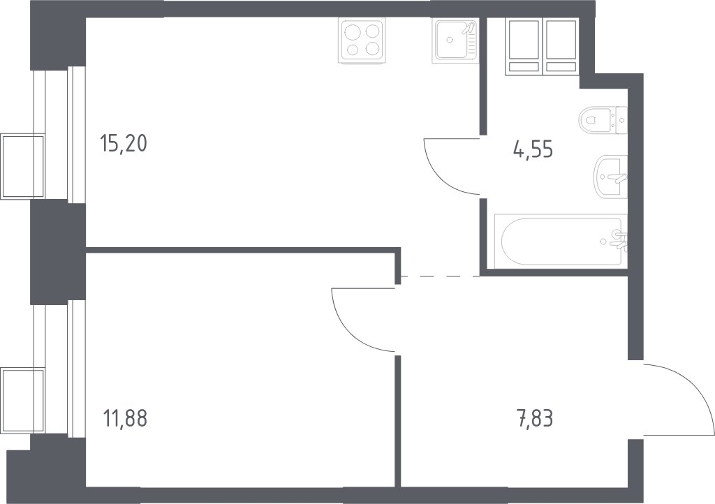 1-комнатная квартира с полной отделкой, 39.46 м2, 10 этаж, сдача 2 квартал 2024 г., ЖК Тропарево Парк, корпус 2.4 - объявление 1975398 - фото №1