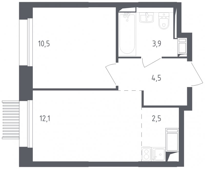 2-комнатная квартира с полной отделкой, 33.5 м2, 2 этаж, сдача 2 квартал 2025 г., ЖК Мытищи Парк, корпус 4 - объявление 1823267 - фото №1