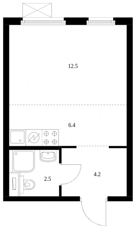 Студия с полной отделкой, 25.6 м2, 29 этаж, сдача 2 квартал 2024 г., ЖК Митинский лес, корпус 1.4 - объявление 1628197 - фото №1