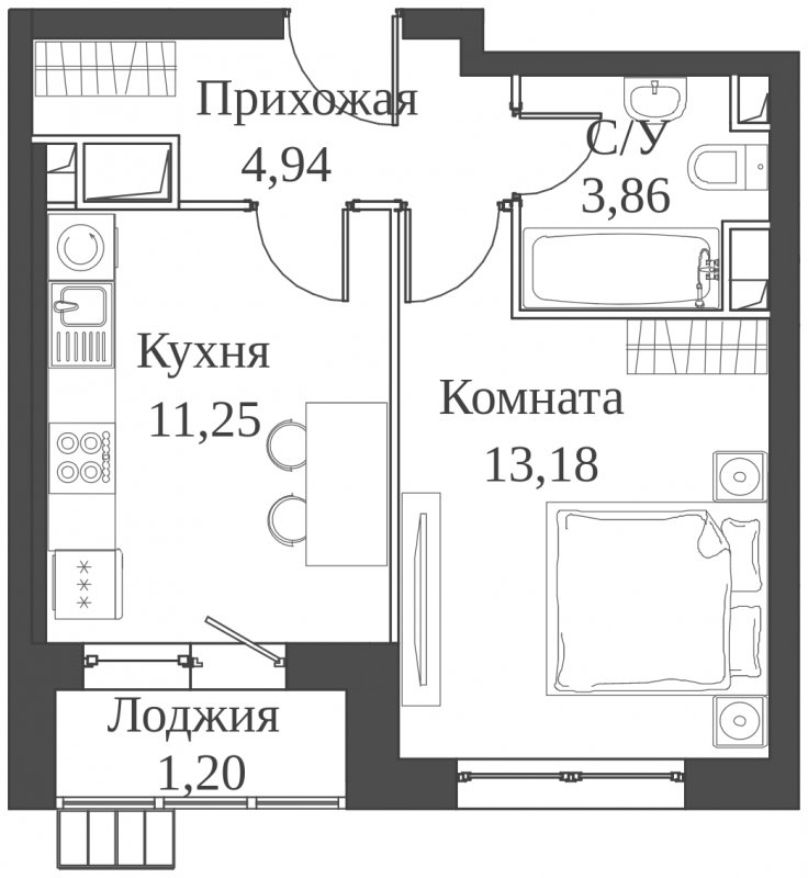 1-комнатная квартира с частичной отделкой, 34.43 м2, 3 этаж, сдача 2 квартал 2023 г., ЖК Аквилон Митино, корпус 4 - объявление 1759450 - фото №1