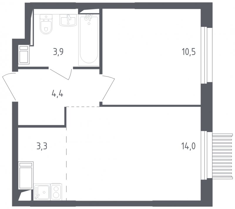 2-комнатная квартира с полной отделкой, 36.1 м2, 16 этаж, сдача 2 квартал 2025 г., ЖК Мытищи Парк, корпус 4 - объявление 1848303 - фото №1