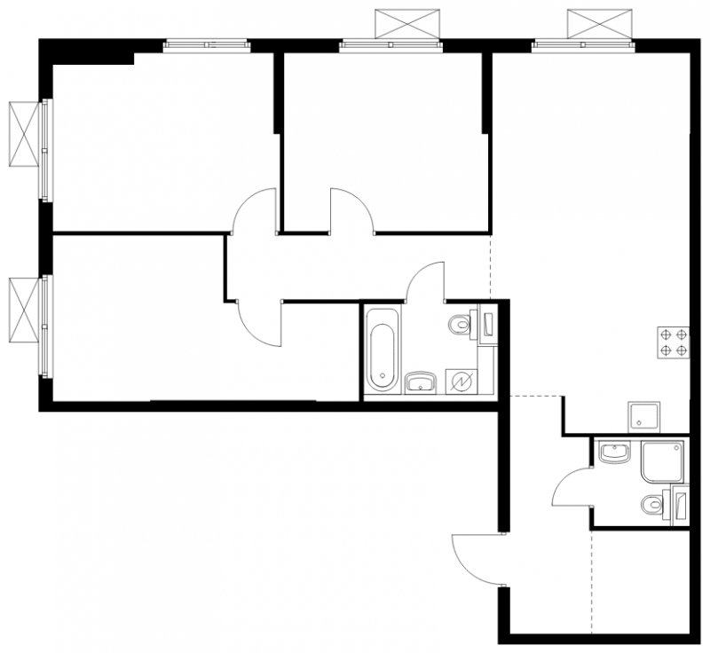 3-комнатная квартира с полной отделкой, 87.6 м2, 15 этаж, сдача 1 квартал 2025 г., ЖК Бунинские луга, корпус 3.8.1 - объявление 1848770 - фото №1